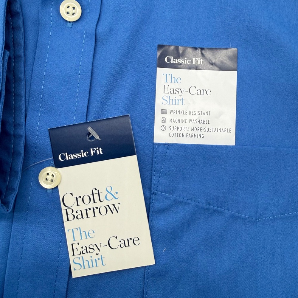 Croft & Barrow Button Up Mens M Blue Easy-Care Shirt Classic Fit NWT - Picture 4 of 10